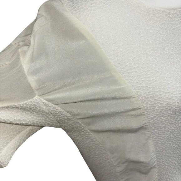 Rebecca Taylor Women's Size 2 Blouse Top Long Sleeve Semi Sheer Textured White - Picture 3 of 6
